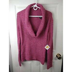 Moda International Woman M Pink Cowl Neck Pullover Sweater Xtralife Wool Blend